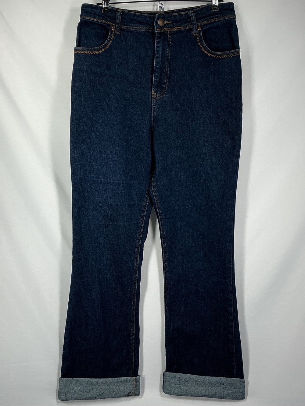 House of Harlow 1960 High Rise Straight Leg Jeans Dark Wash Cuffed Hem 29
